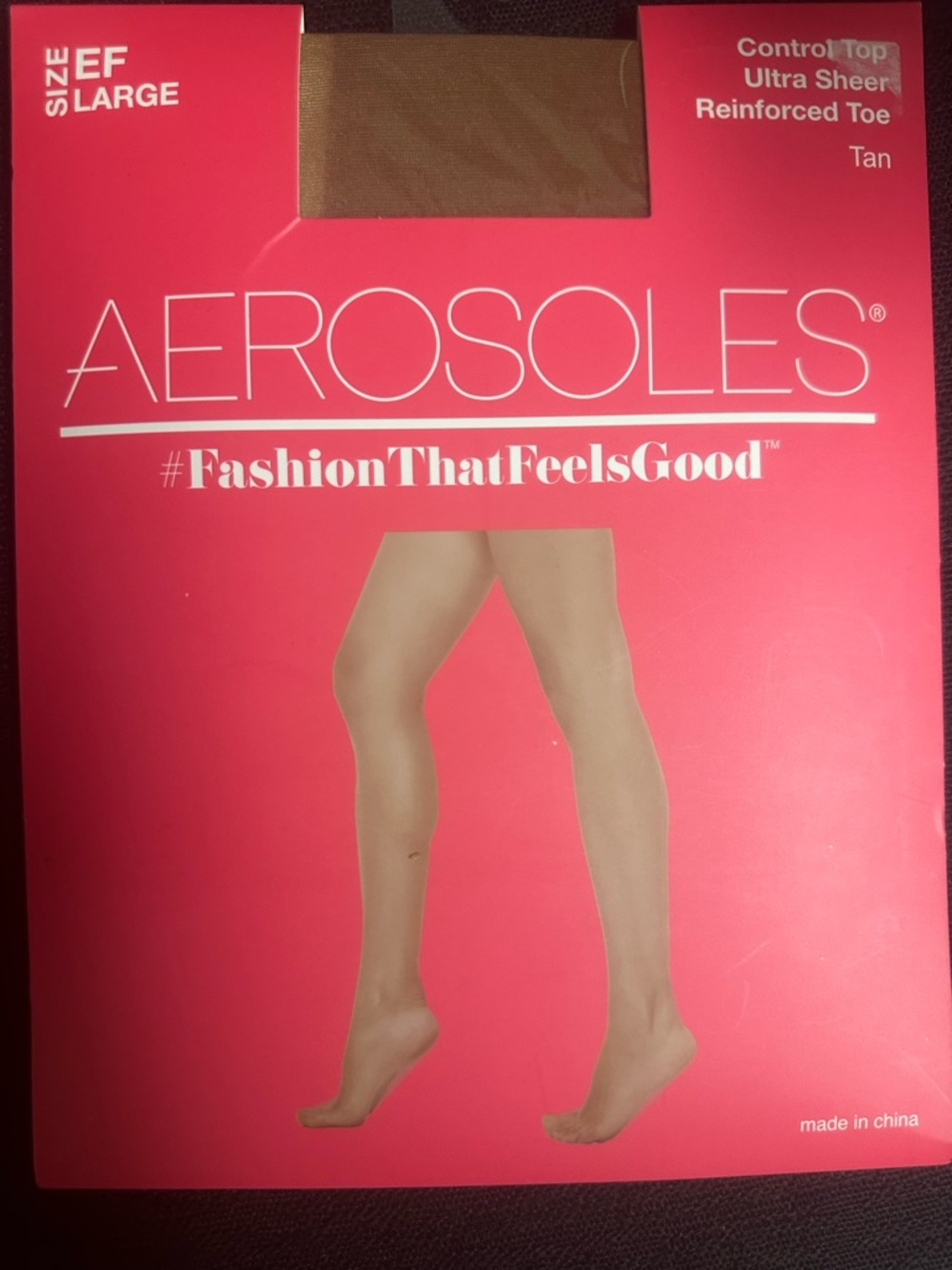 AEROSOLES Pink Ultra Sheer Control Top Tights